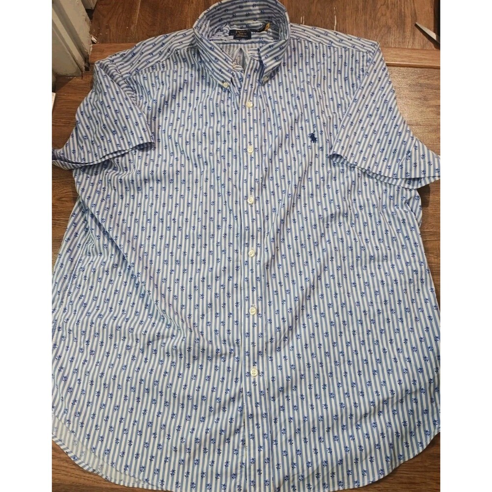 Polo Ralph Lauren Button Shirt Floral Classic Fit XL Striped Striped Nylon Blend